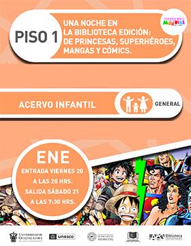Una noche en la biblioteca edición: De princesas, superhéroes, mangas y cómics.
