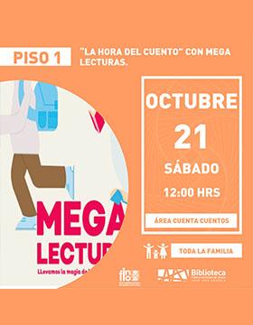 Cartel de “La hora del cuento” con Mega Lecturas