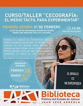 Cartel del Curso/taller “Cecografía: El medio táctil para experimentar”