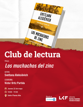 Cartel del Club de Lectura. Título Los muchachos del zinc