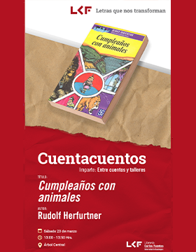 Cartel del Cuentacuentos. Título: Cumpleaños con animales