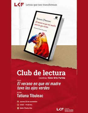 Cartel del Club de Lectura. Título: El verano en que mi madre tuvo los ojos verdes