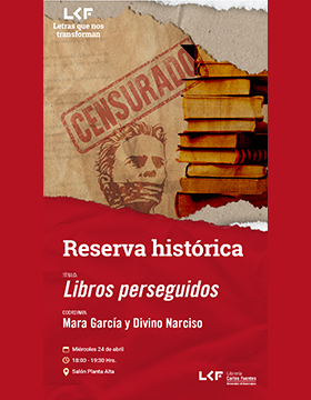Cartel de Reserva histórica. Título: “Libros perseguidos”