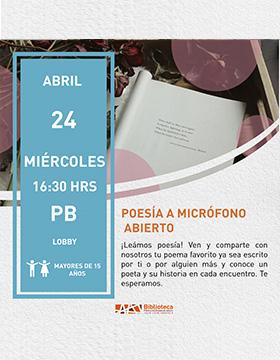 Cartel de Poesía a micrófono abierto