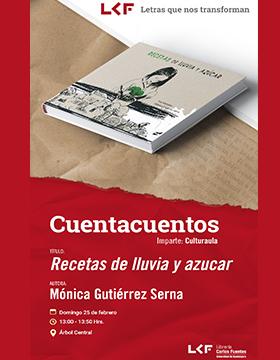 Cartel del Cuentacuentos. Título: Recetas de lluvia y azúcar