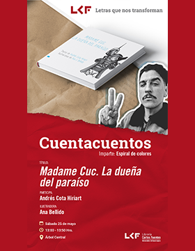 Cartel del Cuentacuentos. Título: Madame Cuc. La dueña del paraíso