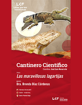 Cartel del Cantinero científico. Título: Las maravillosas lagartijas