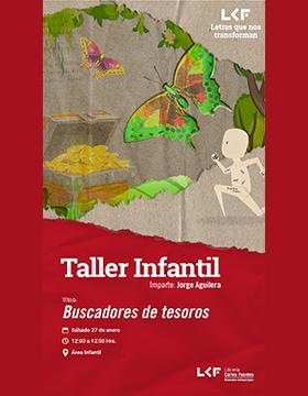 Cartel del Taller infantil. Título: Buscadores de tesoros