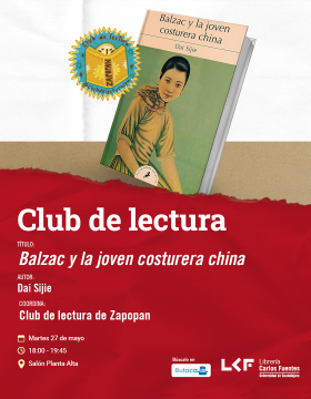 Cartel del Club de Lectura de Zapopan. Título Balzac y la joven costurera china