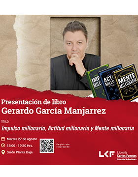 Cartel de la Presentación de libros. Titulo: Impulso millonario, Actitud millonaria y Mente millonaria