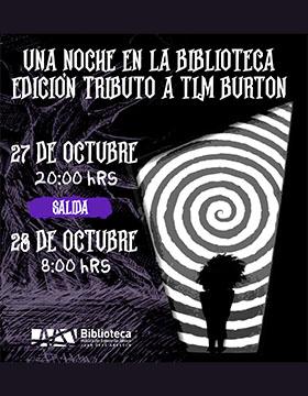 Cartel de Una noche en la biblioteca, edición tributo a Tim Burton