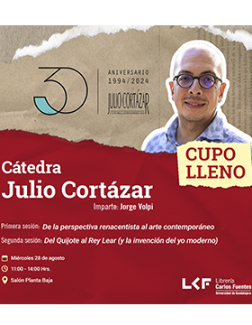 Cartel de la Cátedra Julio Cortázar.  Primera sesión: De la perspectiva renacentista al arte contemporáneo