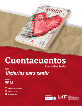 Cartel del Cuentacuentos. Título Historias para sentir