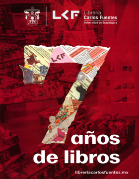 Cartel de 7° Aniversario de la Librería Carlos Fuentes