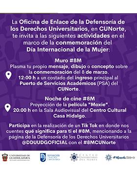 Actividades de la Defensoría de los Derechos Universitarios de CUNorte en conmemoración del Día Internacional de la Mujer