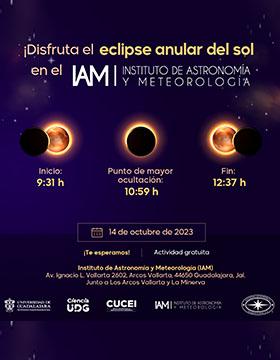 Cartel de ¡Disfruta el eclipse anular del sol en el Instituto de Astronomía y Meteorología!