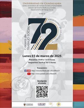 Cartel del 72 aniversario de la fundación de la carrera de Trabajo Social