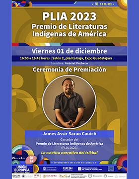 Cartel de la Ceremonia de premiación del Premio de Literaturas Indígenas de América 2023, PLIA 2023