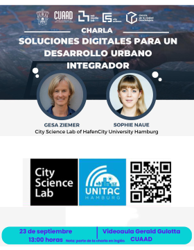 Cartel de la Charla: Soluciones digitales para un desarrollo urbano integrador