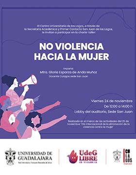 Cartel de la Charla-taller: No violencia hacia la mujer