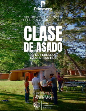 Cartel de la Clase de asado en el Hotel Villa Primavera