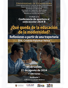 Cartel de la Conferencia de apertura al ciclo escolar 2024-B de la Maestría en Estudios de Género