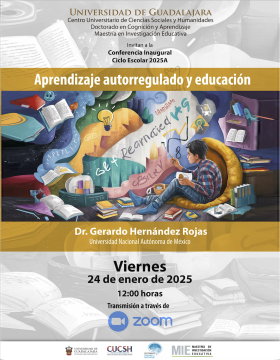 Cartel de la Conferencia inaugural del ciclo escolar 2025A de la Maestría en Investigación Educativa