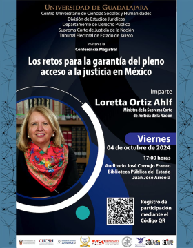 Cartel de la Conferencia Magistral: Los retos para la garantía del pleno acceso a la justicia en México