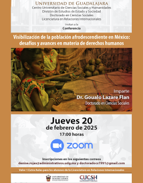 Cartel de la Conferencia: Visibilización de la población afrodescendiente en México: Desafíos y avances en materia de derechos humanos