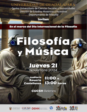 Cartel de la Conferencia y concierto: Filosofía y música