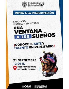 Cartel de la Inauguración de la exposición de pintura y escultura: Una ventana a tus sueños