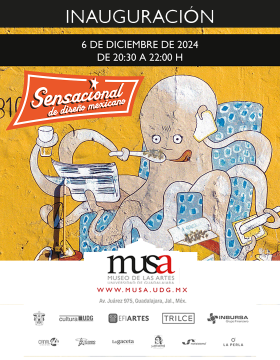 Cartel de la Inauguración de la exposición: Sensacional de diseño mexicano