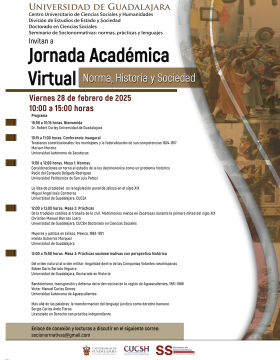 Cartel de la Jornada Académica Virtual: Norma, Historia y Sociedad