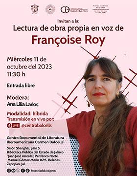 Cartel de la Lectura de obra propia en voz de François Roy