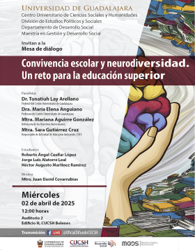 Cartel de la Mesa de diálogo: Convivencia escolar y neurodiversidad. Un reto para la educación superior