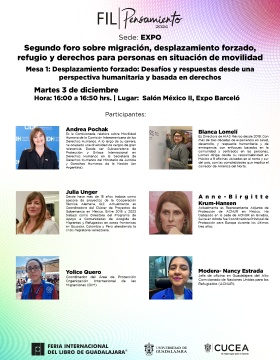 Cartel de la Mesa: Desplazamiento forzado: Desafíos y respuestas desde una perspectiva humanitaria y basada en derechos