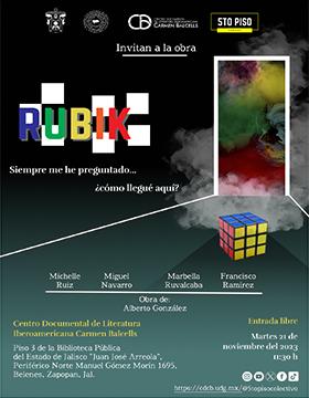 Cartel de la Obra de teatro Rubik, con el grupo Quinto Piso