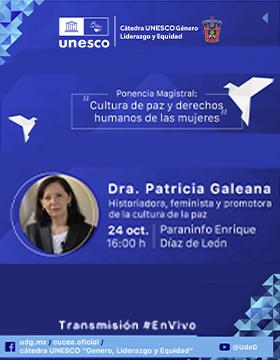 Cartel de la Ponencia magistral: Cultura de paz y derechos humanos de las mujeres