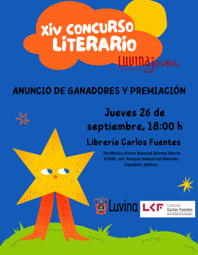 Cartel de la Premiación del XIV Concurso Literario Luvina Joven