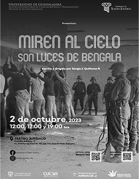 Cartel de la Puesta en escena: Miren al cielo, son luces de bengala