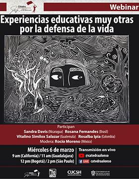 Cartel de la Webinar: Experiencias educativas muy otras por la defensa de la vida