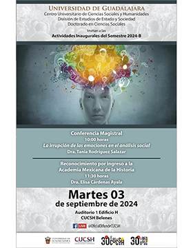 Cartel de las Actividades inaugurales del semestre 2024-B del Doctorado en Ciencias Sociales