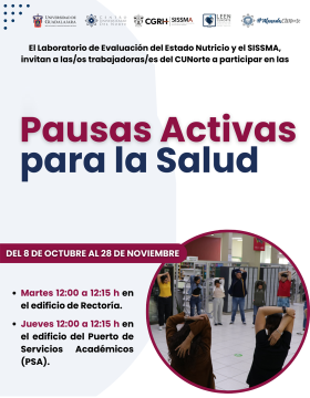 Cartel de las Pausas activas para la salud en el CUNorte