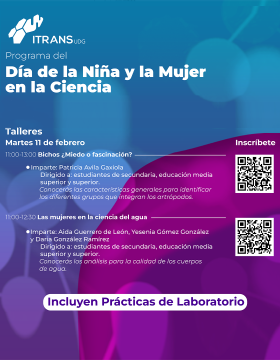 Cartel de los Talleres para conmemorar el Día Internacional de la Mujer y la Niña en la Ciencia en el ITRANS
