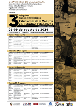 Cartel del 3er. Coloquio de Avances de Investigación de los estudiantes de la Maestría en Estudios Filosóficos