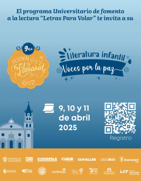 Cartel del 9° Festival literario: Literatura infantil, voces por la paz