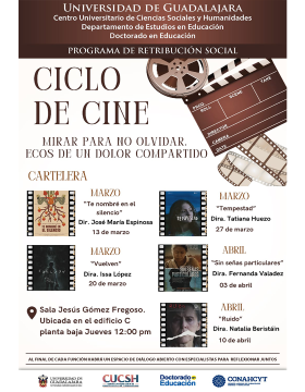 Cartel del Ciclo de cine: Mirar para no olvidar. Ecos de un dolor compartido