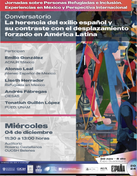 Cartel del Conversatorio: La herencia del exilio español y su contraste con el desplazamiento forzado en América Latina