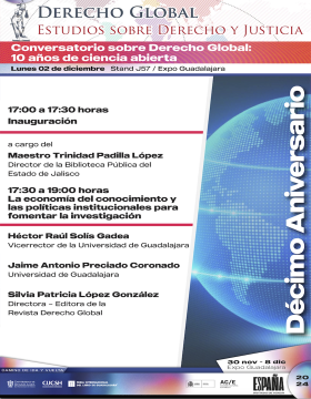 Cartel del Conversatorio sobre Derecho Global: 10 años de ciencia abierta