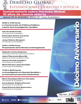 Cartel del Conversatorio sobre Derecho Global: 10 años de ciencia abierta